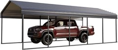 12×25 ft Galvanized Roof Steel Carport Outdoor Heavy Duty Gazebo Garage Shelter