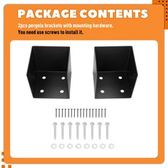 2 PK Heavy Duty 11 Gauge Pergola Wall Mount Bracket Support for 6×6 Wooden Post