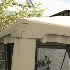 Taupe 9.6&prime; x 11.6&prime; Outdoor Patio Gazebo Pavilion Canopy Tent with 2 Tier Roof