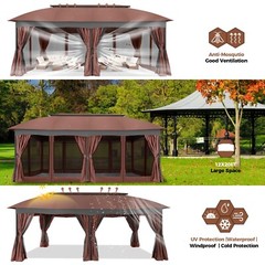 Outdoor Gazebo 10x10ft 12x20ft Heavy Duty Waterproof Garden Canopy Patio Tent