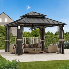 Modern Shade The Horizon Permanent Hardtop Gazebo 12&prime; x 12&prime; w/ 4 LED Lights