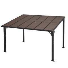 12x10FT Gazebo Pergola Hardtop Gazebo Metal Large Galvanized Steel Patio Canopy
