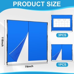 Vincreem 4 Pcs Canopy Sidewalls for 10×10 Frame 118 X 79 inches, blue