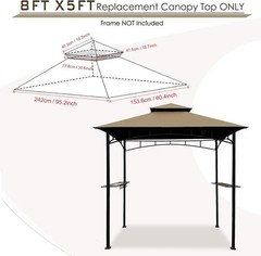 Water-Resistant Outdoor Grill Canopy – Double Tier Design 5×8 Khaki