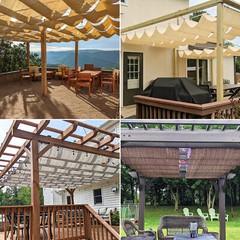 Retractable Canopy Cover Yard Garden Awning Pergola Shade w/ Steel Wire Beige