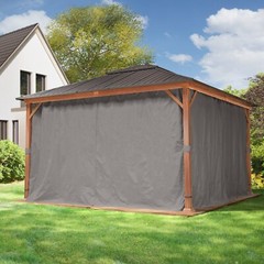 Hardtop Garden Gazebo Steel Roof Aluminium Frame 10×10 10×13 13×13 ft Wood-Look