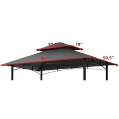 Replacement Grill Gazebo Canopy Top 8×5 FT Gray 300D Polyester Waterproof UV