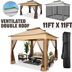 Pop Up Gazebo 11x11ft One-Push Tent Outdoor Garden Lawn Canopy Carpas Para Patio