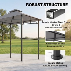 8&prime; x 5&prime; Hardtop Grill Gazebo with Double Roof BBQ Gazebo