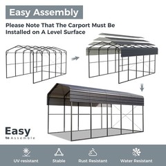 14x25x13ft Metal RV Carport Heavy Duty Outdoor Shelter Garage for RVs Car Pickup