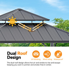 Modern Shade The Horizon Permanent Hardtop Gazebo 12&prime; x 12&prime; w/ 4 LED Lights