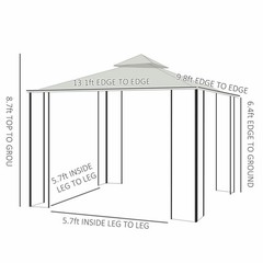 Large Outside Relaxing Cabana w/ Steel Frame & Removable Curtains Cream White
