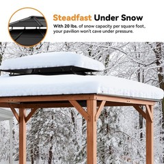 11&prime; x 13&prime; Cedar Wood Framed Hardtop Gazebo with Galvanized Steel Double Roof