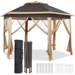 13&prime; x 13&prime; Double Roof Outdoor Patio Gazebo Pop Up Canopy Tent with Mesh Netting
