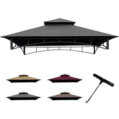 Replacement Grill Gazebo Canopy Top 8×5 FT Gray 300D Polyester Waterproof UV