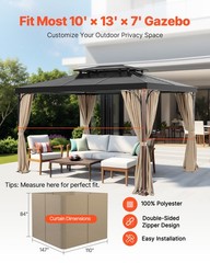 Outdoor Gazebo Privacy Curtain 13&prime; x 10&prime; x 7&prime; Waterproof Gazebo Curtains Khaki