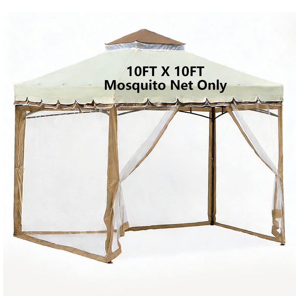 10ftx10ft Replacement Mosquito Netting w/Zipper Gazebo Screen Canopy Mesh Walls