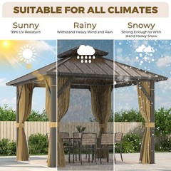 Hardtop Gazebo Heavy Duty Aluminum Galvanized Steel Double Roof w/ Netting