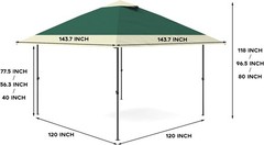 12&prime; x 12&prime; Outdoor Gazebo Heavy Duty Double Roof Patio Gazebo w/ Netting Curtain