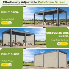 20×10/12 FT Louvered Pergola Aluminum Outdoor Gazebo Adjustable Roof Screens