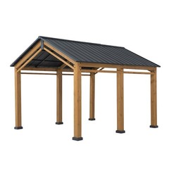 Outdoor Gazebo, Heavy Duty Garage Car Shelter with Powder-Coated Steel Roof