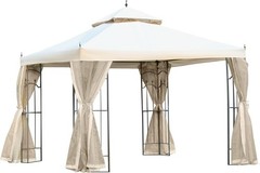 11.5&prime; x 11.5&prime; Outdoor Retractable Pergola Canopy Metal Patio Gray Shade Shelter