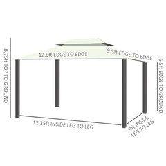 10x13ft Gazebo Canopy Garden Shelter Double Tier Roof Shelter Aluminum w/Netting