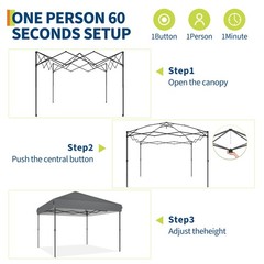 10×10 FT Pop Up Canopy Tent with Side Adjustable Height Outdoor Gazebo Carport