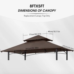 High Quality Replacement Canopy Top for Garden Grill Gazebo Waterproof Brown