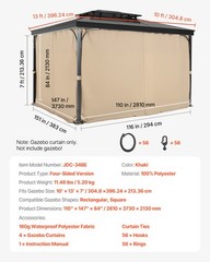 VEVOR Outdoor Gazebo Privacy Curtain 13&prime; x 10&prime; x 7&prime; Waterproof Gazebo Curtains