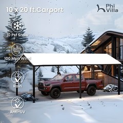 10×20&rsquo;Carport Heavy Duty Outdoor Gazebo Garage Car Shelter with Galvanized Roof
