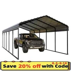 12&prime; x 25&prime; Carport, Upgraded Carport with Heavy Duty Galvanized Steel Sunshade