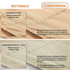 8&prime; Sun Shade Sail Straight Edge Waterproof UV Garden Patio Yard Canopy Cover