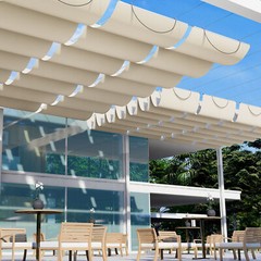 E&K 7ft Retractable Pergola Canopy Cover Waterproof Awning Deck Garden Yard Pool