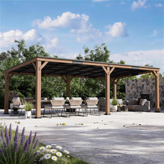 Supreme Cedar Wood Gazebo 12&prime; x 24&prime; with Hardtop Roof for Backyard Shelter
