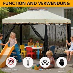 10FTx10FT Gazebo Replacement Mesh Walls 4-Sided Pergola Mosquito Screen Netting