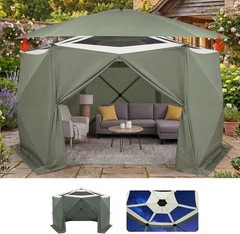 13×13 ft 6 Sided Pop up Gazebo Screen Tent House Canopy Sun Shelter Backyard
