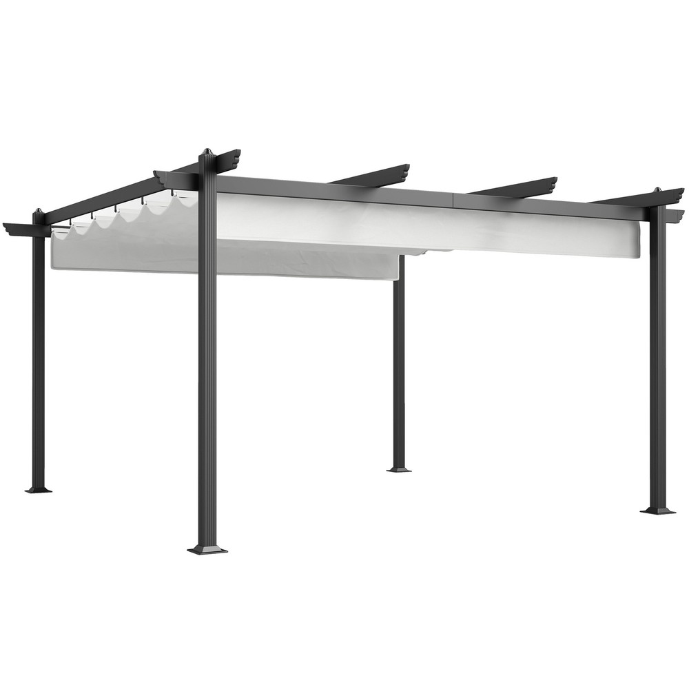 Outsunny White 13&prime; x 13&prime; Aluminum Pergola with Retractable Canopy