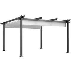 Outsunny White 13&prime; x 13&prime; Aluminum Pergola with Retractable Canopy