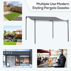 10&prime; x 13&prime; Steel Outdoor Pergola Gazebo Patio Canopy Backyard Garden Gray