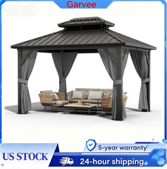 🔥Garvee 10×12 ft Hardtop Gazebo, Outdoor Heavy Duty Galvanized Aluminum Framed