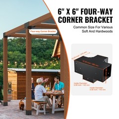 6 »x6 » Pergola Bracket Kit inner 5.6×5.6 4-Way Woodworks DIY Post 2 pcs