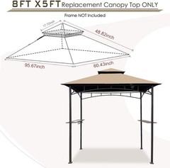 Grill Canopy Replacement Polyester 5×8 Rectangular Water-Resistant Cover