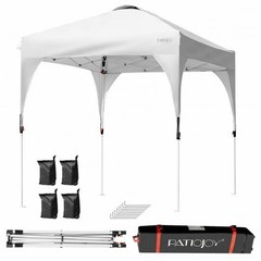 6.6 x 6.6 FT Pop Up Height Adjustable Canopy Tent with Roller Bag-White – Color: