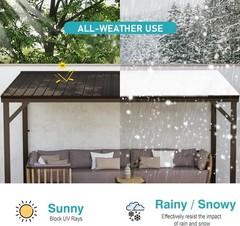 Domi 10x14FT Lean to Gazebo, Wall Mounted Gazebo w/Sloping Roof,Drainage System