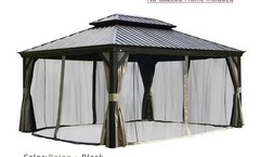 Mosquito Net Replacement Polyester Fabric for Aluminum Hardtop Gazebo 12&prime; x 16&prime;