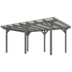 Gray 12&prime; x 16&prime; Wooden Pergola Outdoor Gazebo with Stable Structure