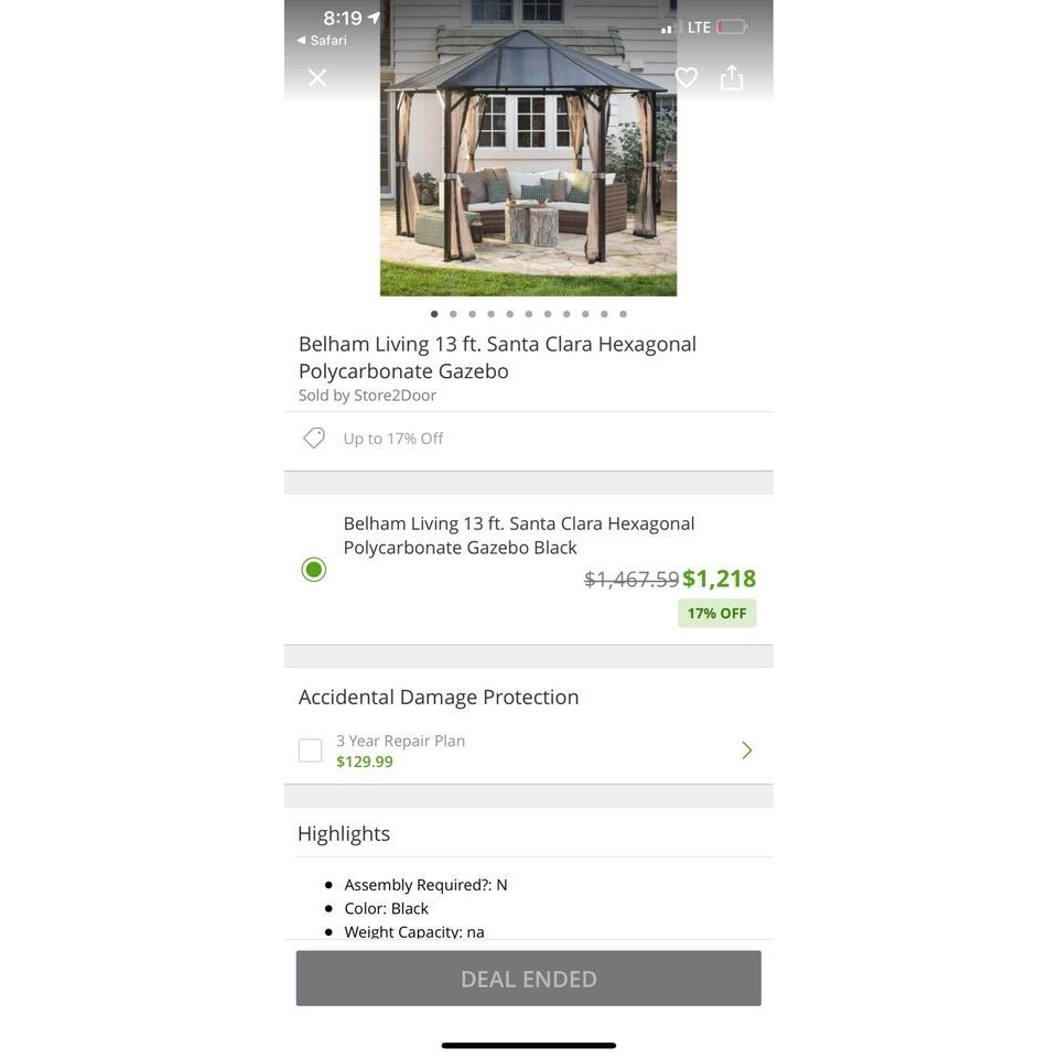Belham Living 13 Ft. Santa Clara Hexagonal Polycarbonate Gazebo