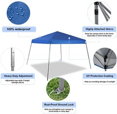 Gazebo Awning Pop-up Outdoor Canopy Tent 12x12ft For Patio Garden Party Blue