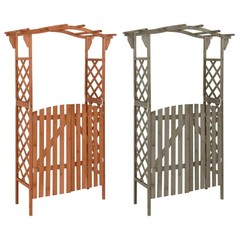 Pergola Outdoor Pergola Garden Arch with Gate for Deck Solid Wood Fir vidaXL